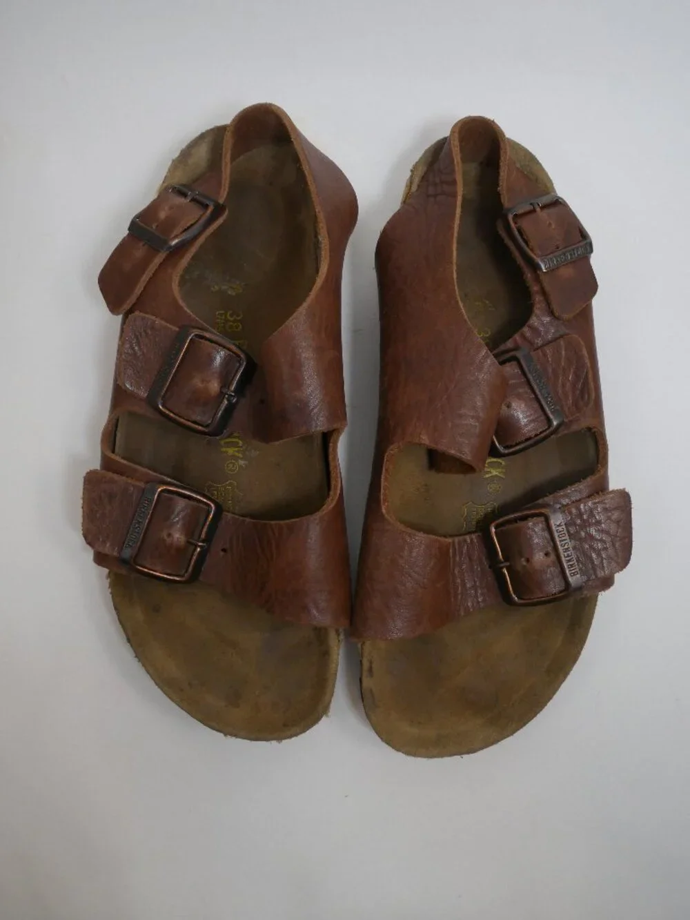 Birkenstock Milano Sz 38 Narrow US 7 - 7.5 Sandals Leather Brown Strappy Casual